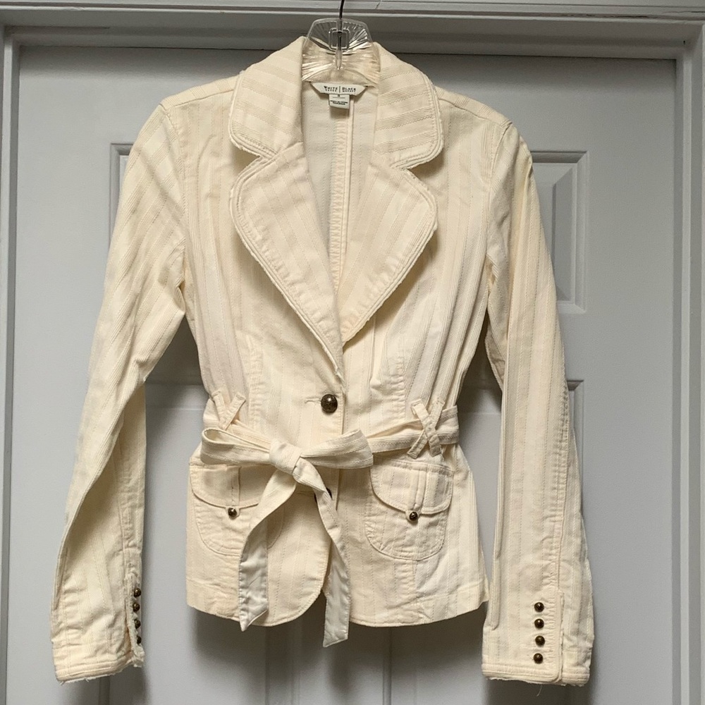 🎉2x HP🎉 WHBM Off White Ribbed Blazer Sz 0
